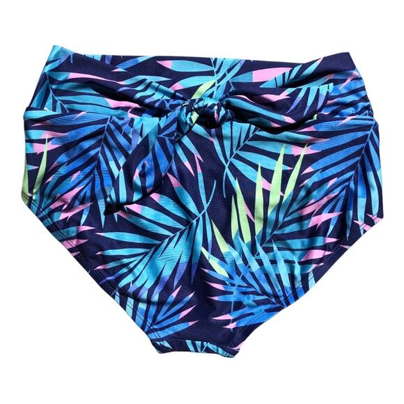 ModCloth NIP Clarice High-Waisted Bikini Bottom Blue Tropical Print Medium - Picture 4 of 10